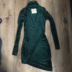 Superdown Green Ribbed Wrap Bodycon Dress